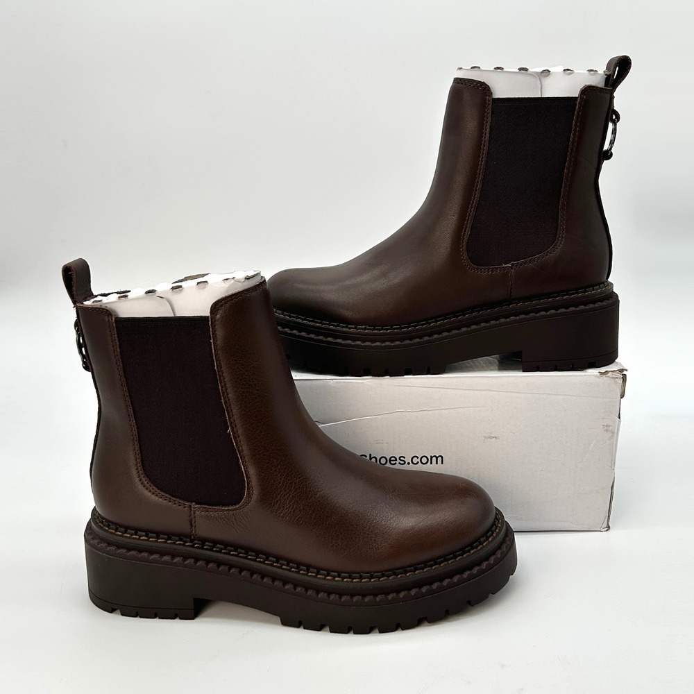 Chelsea Boots ALDO Bestina Womens Size 7.5 Dark Brown Leather Ankle Boots NEW